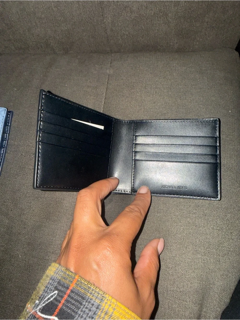 Michael Kors Black and Gray MK Logo Bi-Fold Card Holder Wallet
